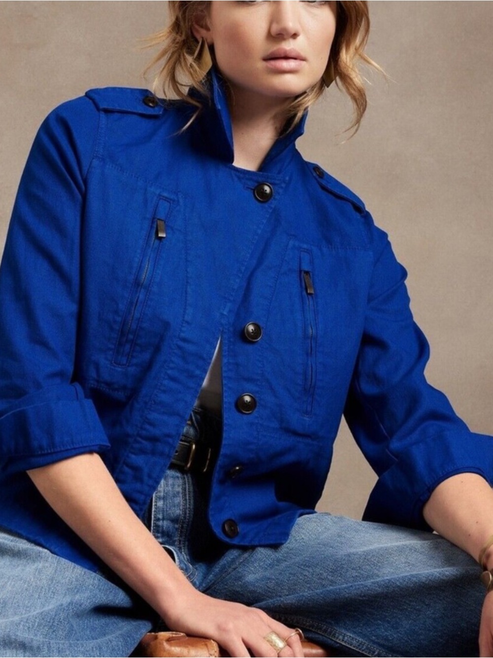 Banana Republic Lightweight Utility Jacket, Voltage Blue Size Large